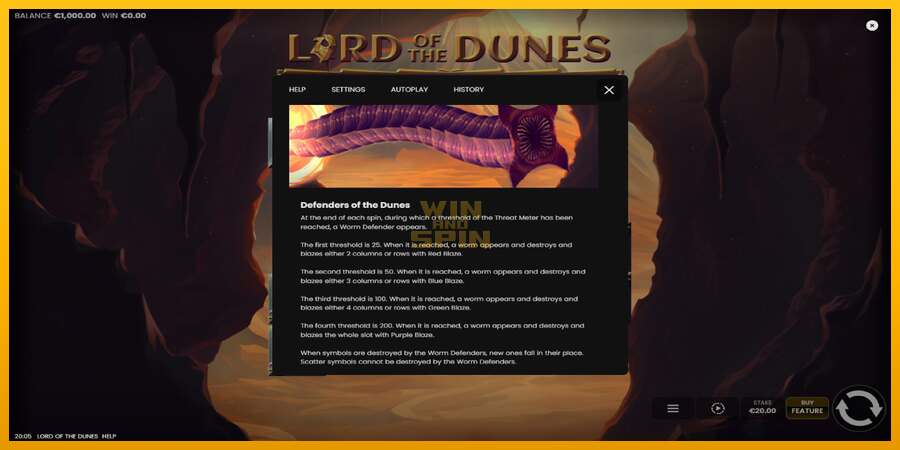 Lord of the Dunes dirua lortzeko joko-makina, irudia 7