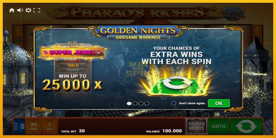 Pharaos Riches Golden Nights dirua lortzeko joko-makina, irudia 1