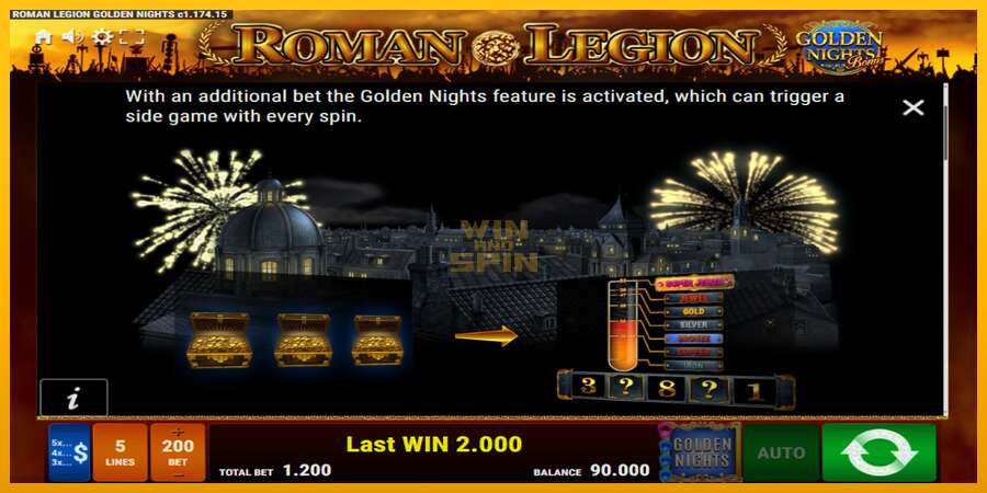 Roman Legion Golden Nights dirua lortzeko joko-makina, irudia 6