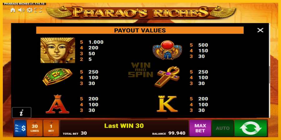 Pharaos Riches dirua lortzeko joko-makina, irudia 7