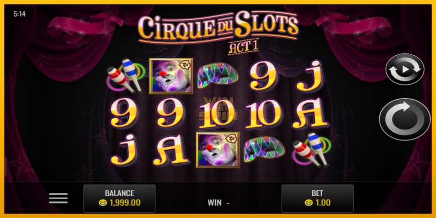 Cirque du Slots dirua lortzeko joko-makina, irudia 1