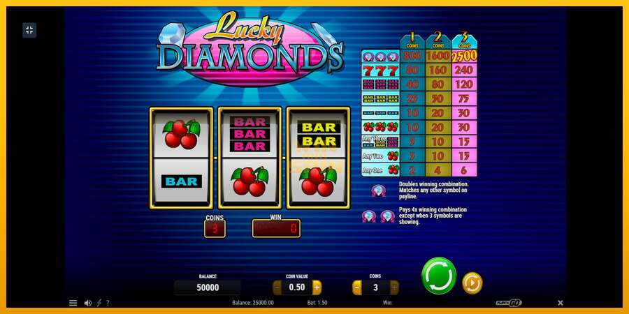 Lucky Diamonds dirua lortzeko joko-makina, irudia 1