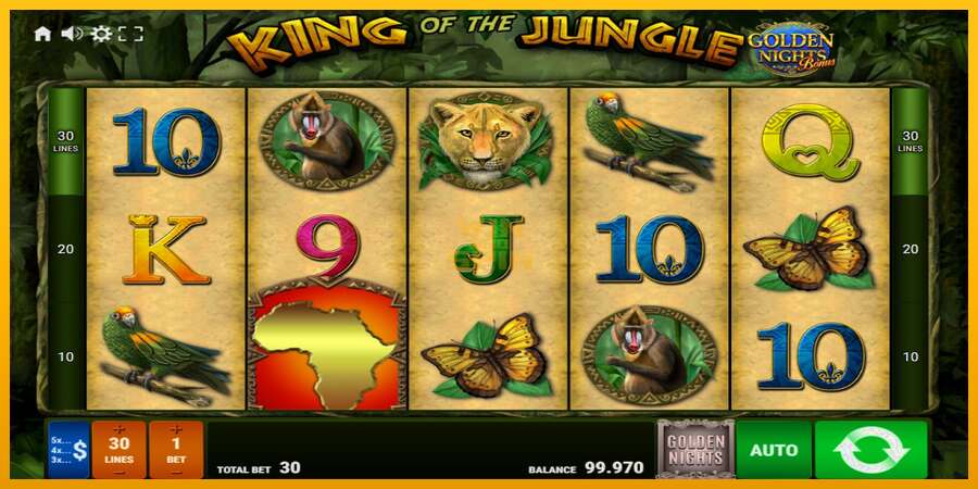 King of the Jungle Golden Nights dirua lortzeko joko-makina, irudia 1