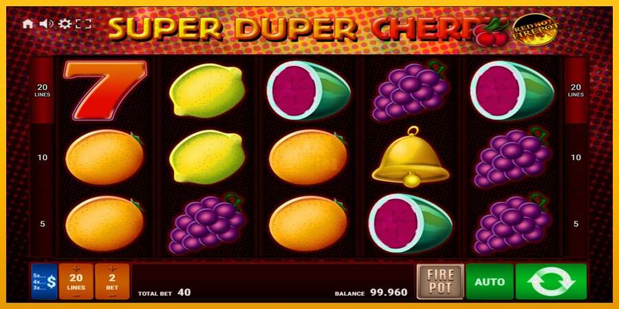 Super Duper Cherry Red Hot Firepot dirua lortzeko joko-makina, irudia 1