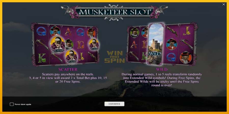 Musketeer Slot dirua lortzeko joko-makina, irudia 1