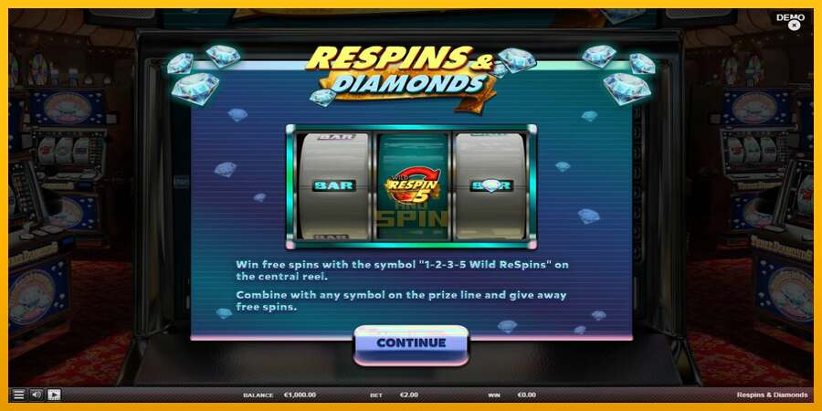 Respins Diamonds dirua lortzeko joko-makina, irudia 1