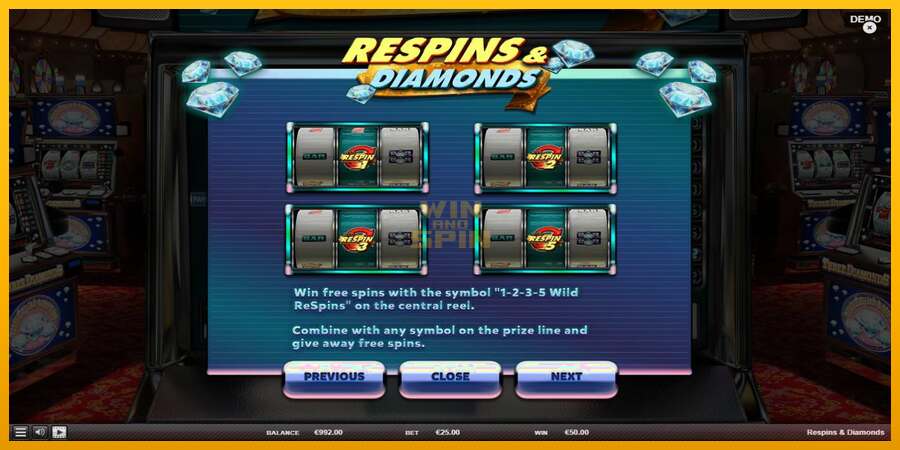 Respins Diamonds dirua lortzeko joko-makina, irudia 6