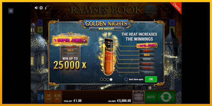 Ramses Book Golden Nights dirua lortzeko joko-makina, irudia 1