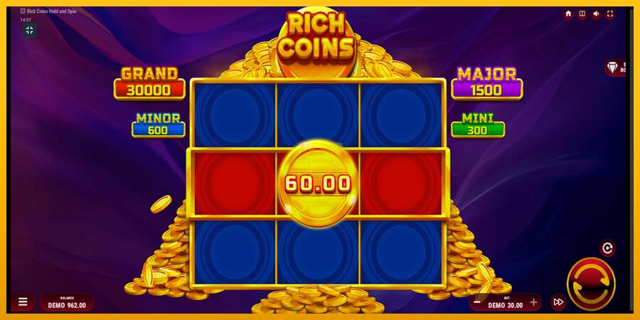 Rich Coins Hold and Spin dirua lortzeko joko-makina, irudia 3