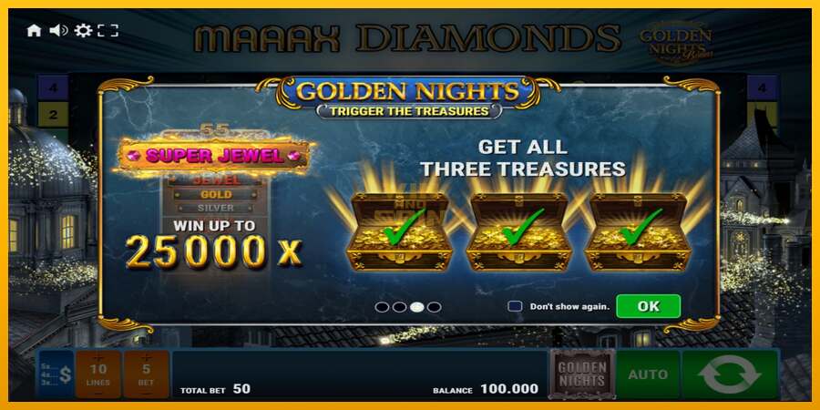 Maaax Diamonds Golden Nights dirua lortzeko joko-makina, irudia 1