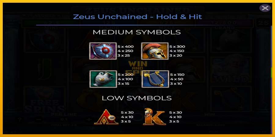 Zeus Unchained - Hold & Hit dirua lortzeko joko-makina, irudia 6