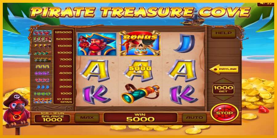 Pirate Treasure Cove 3x3 dirua lortzeko joko-makina, irudia 2