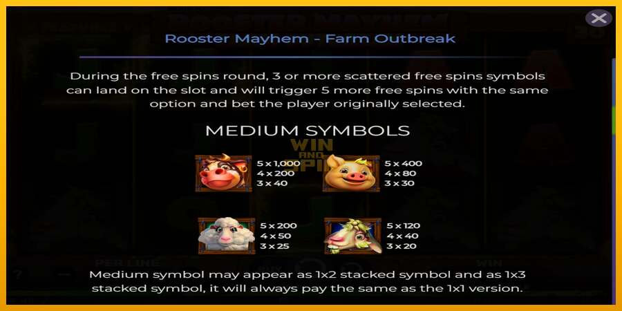 Rooster Mayhem Farm Outbreak dirua lortzeko joko-makina, irudia 5