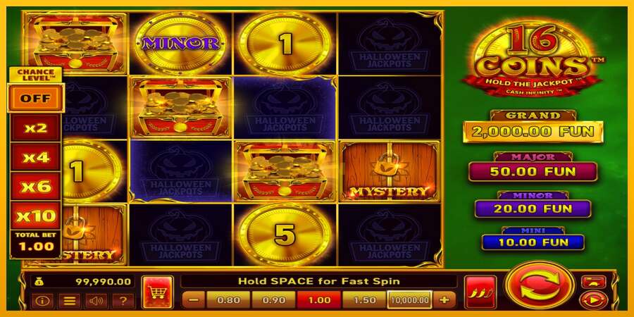 16 Coins Grand Gold Edition Halloween Jackpots dirua lortzeko joko-makina, irudia 3