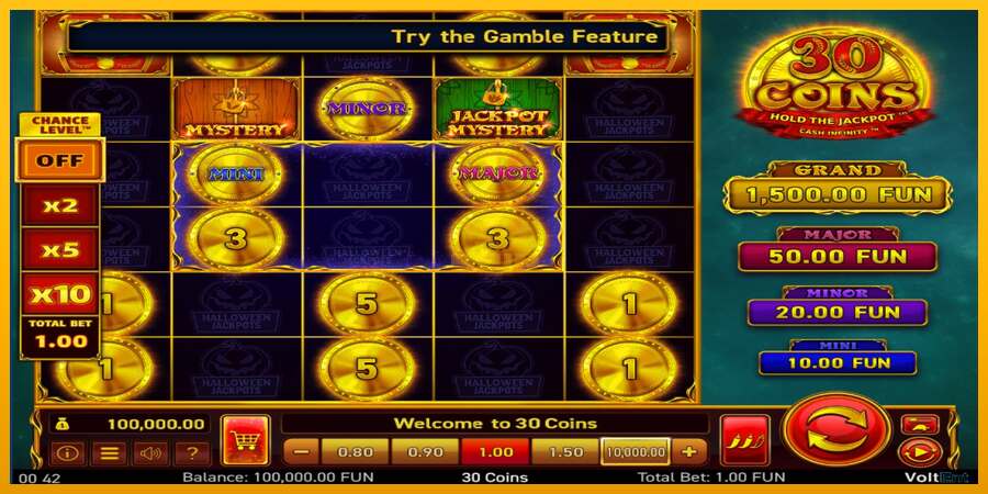 30 Coins Halloween Jackpots dirua lortzeko joko-makina, irudia 1