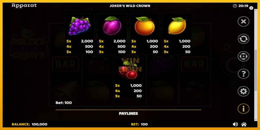 Jokers Wild Crown Diamond Treasures dirua lortzeko joko-makina, irudia 6