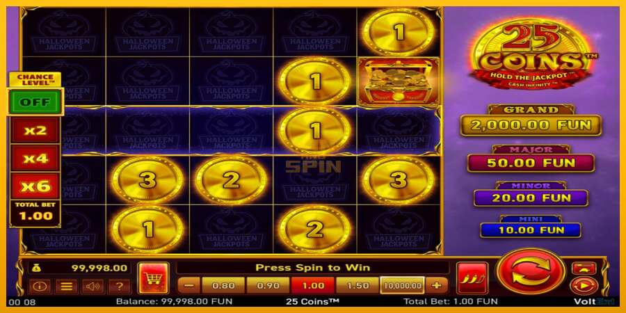 25 Coins Halloween Jackpots dirua lortzeko joko-makina, irudia 2