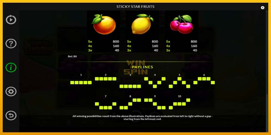 Sticky Star Fruits dirua lortzeko joko-makina, irudia 7