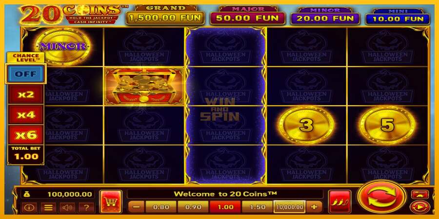 20 Coins Halloween Jackpots dirua lortzeko joko-makina, irudia 1