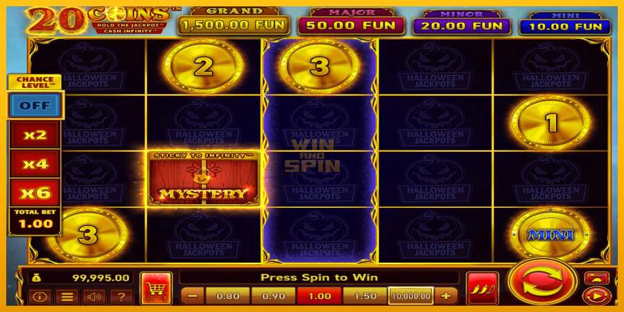 20 Coins Halloween Jackpots dirua lortzeko joko-makina, irudia 2