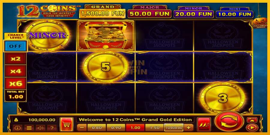 12 Coins Grand Gold Edition Halloween Jackpots dirua lortzeko joko-makina, irudia 1