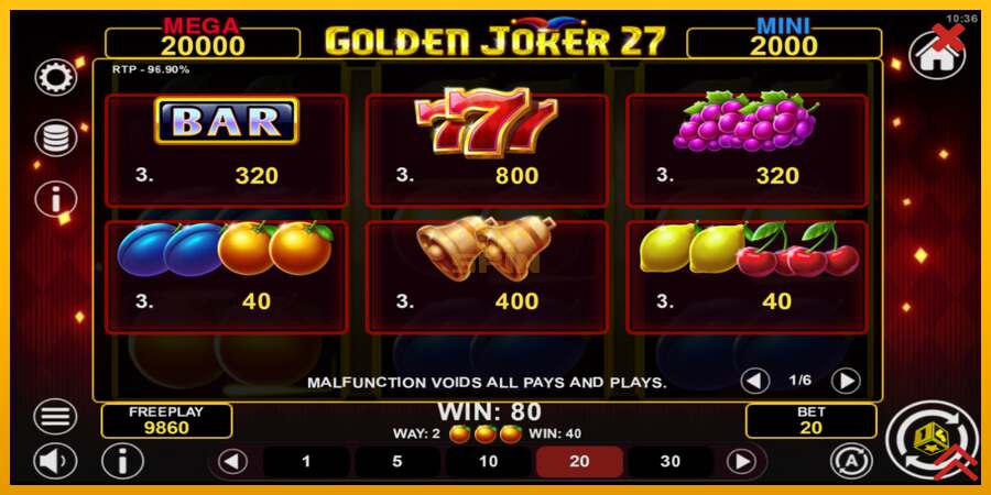 Golden Joker 27 Hold & Win dirua lortzeko joko-makina, irudia 5